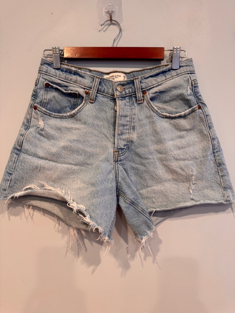 Abercrombie & Fitch Light Blue Distressed Denim Jean Shorts